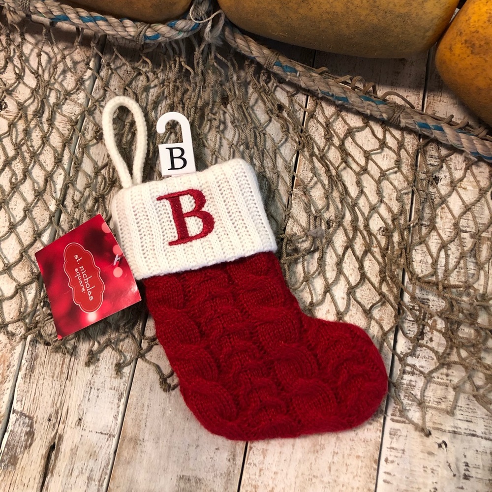 NWT Initial B cable knit stocking